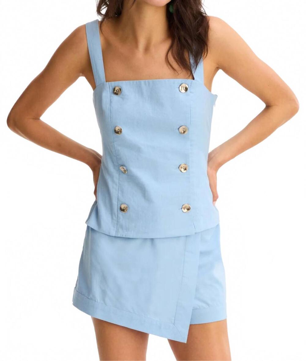 NEW ALLISON NEW YORK echo double-breasted top in cool blue